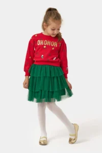 Minipodyum Girl's New Year's Eve Dress with Tulle Skirt, Top and Bottom Set - Image 2