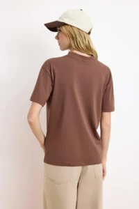 TRENDYOLMİLLA Brown-Khaki 2 Sets Package 100% Cotton Basic Dog collar Knitting T-Shirt - Image 4