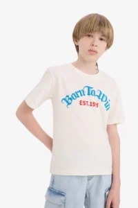 DeFacto Crew Neck Printed Short Sleeve T-Shirt Boy - Image 4