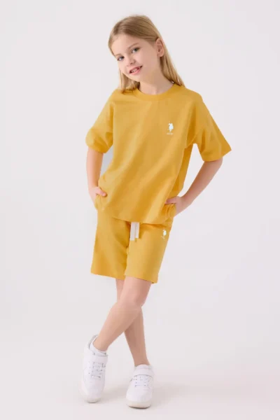 US Polo Assn. U.s. Polo Shirt Assn Girls' Yellow Bermuda Set