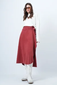 Trend Alaçatı Stili Women's Brick Asymmetrical Cut Waist Tie Detailed Skirt Alc-X14690