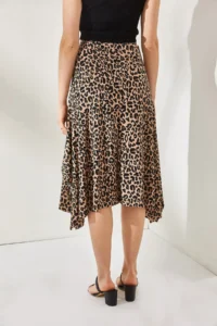 Olalook Women's Leopard Mink Asymmetrical Patterned Skirt - Image 4