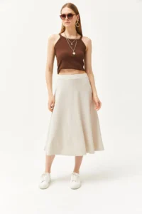 Olalook Women's Stone Waist Elastic Flowy Twist Skirt - Image 2