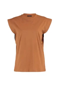 TRENDYOLMİLLA Cinnamon 100% Cotton Wadding Look Basic Crew Neck Knitting T-Shirt - Image 6