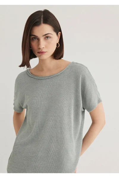 Mavi Textured Green Basic T-Shirt Loose Fit / Loose Fit -81325