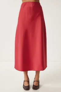 Happiness İstanbul Women Rejection Satin Surface Weaving Skirt DP00224 - Image 4