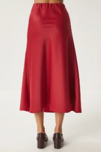 Happiness İstanbul Women Rejection Satin Surface Weaving Skirt DP00224 - Image 6