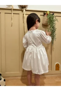 penu baby kids Ecru Alman Velvet Material Girls' Baby Girl Dress - Image 4