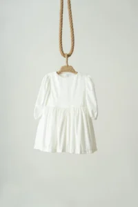 penu baby kids Ecru Alman Velvet Material Girls' Baby Girl Dress - Image 7