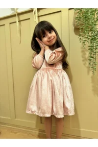 penu baby kids Powder German Velvet Fabric Girl Baby Girl Dress - Image 4