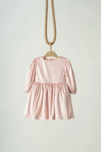 penu baby kids Powder German Velvet Fabric Girl Baby Girl Dress - Image 5
