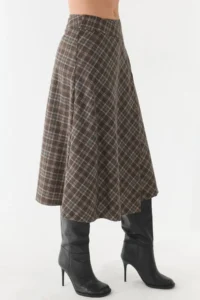 Hiccup Button Closure Plaid LONG Skirt - Image 7