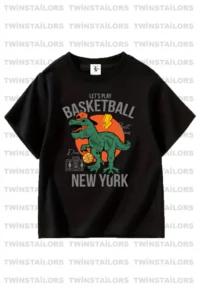 twins tailors Dinosaur Printed 3-Pack Unisex Orange-grey-black Children's T-shirt - Image 2