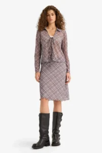 DeFacto A Form Checkered Normal Waist Tulle Midi Skirt - Image 4