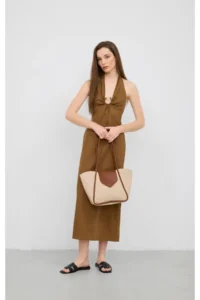 Shule Bags Petre Wicker Shoulder Bag Cream - Image 3