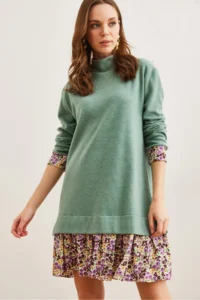 Olalook Women's Mint Green Garnished Thessaloniki Dress - Image 2