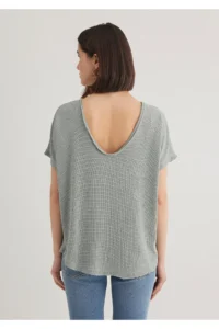 Mavi Textured Green Basic T-Shirt Loose Fit / Loose Fit -81325 - Image 5