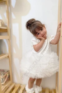 penu baby kids White Tutu Short Sleeve Baby Girl Dress - Princess - Image 2