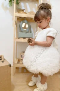 penu baby kids White Tutu Short Sleeve Baby Girl Dress - Princess - Image 4