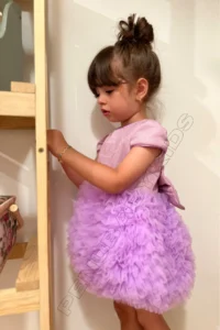 penu baby kids Lilac Tutu Short Sleeve Baby Girl Dress - Princess - Image 3