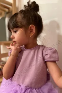 penu baby kids Lilac Tutu Short Sleeve Baby Girl Dress - Princess - Image 4