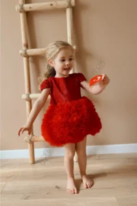 penu baby kids Red Tutu Short Sleeve Baby Girl Dress - Princess