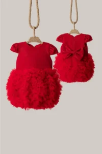 penu baby kids Red Tutu Short Sleeve Baby Girl Dress - Princess - Image 5