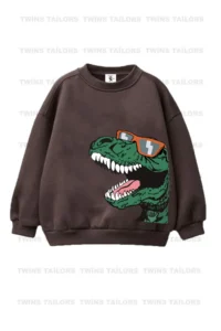 twins tailors Dinosaur And Tiger Printed 3-Pack Unisex Green-Beige-Brown Kids Sweatshirts - Image 2