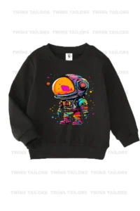 twins tailors Astronaut And Robot Printed 3 Pack Unisex Black-Grey-Red Kids Sweatshirts - Image 6