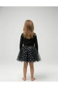 penu baby kids Black Heart Patterned Girls' Tulle Skirt - Image 2