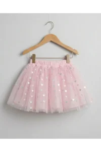 penu baby kids Pink Heart Patterned Girls' Tulle Skirt - Image 2