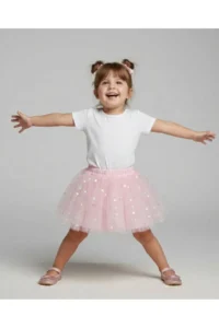 penu baby kids Pink Heart Patterned Girls' Tulle Skirt - Image 3