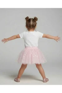 penu baby kids Pink Heart Patterned Girls' Tulle Skirt - Image 4