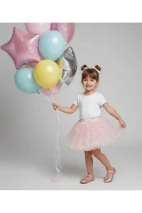 penu baby kids Pink Heart Patterned Girls' Tulle Skirt - Image 5