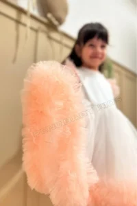 penu baby kids Salmon Carnival Detailed Short Sleeve Baby Girl Dress - Image 6