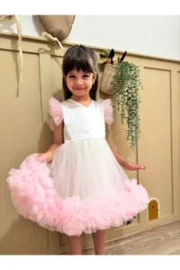 penu baby kids Pink Carnival Detailed Short Sleeve Baby Girl Dress