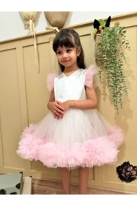penu baby kids Pink Carnival Detailed Short Sleeve Baby Girl Dress - Image 2