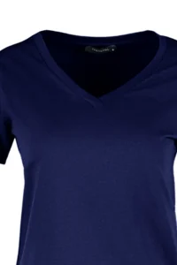 TRENDYOLMİLLA Navy Blue 100% Cotton Basic V-neck Knitting T-Shirt - Image 6