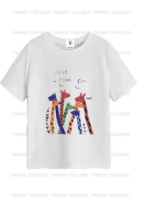 twins tailors Giraffe Printed 3 Pack Unisex White-Grey-Orange Kids T-Shirt/T-Shirt - Image 3