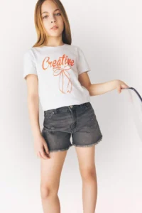 DeFacto Crew Neck Printed Short Sleeve T-Shirt Girl - Image 3