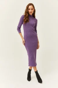 Olalook Women's Purple Lycra Shawl Long Camisole Dress - Image 4