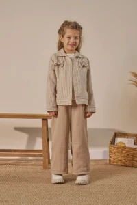 Minipodyum Girls' Bottom Top Set Striped Festive 3 Sets
