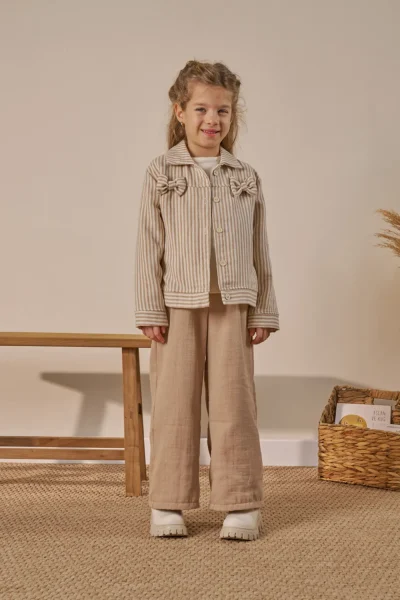 Minipodyum Girls' Bottom Top Set Striped Festive 3 Sets