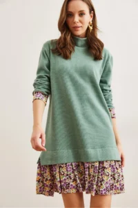 Olalook Women's Mint Green Garnished Thessaloniki Dress - Image 3