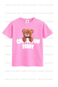 twins tailors Kudale And Teddy Bear Printed 3-Pack Pink-Black-Beige Girls' T-Shirts - Image 4