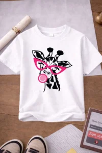 twins tailors Giraffe And Cherry Printed 3-Pack Grey-White-Pink Girls' T-Shirts - Image 3