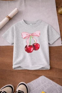 twins tailors Giraffe And Cherry Printed 3-Pack Grey-White-Pink Girls' T-Shirts - Image 4