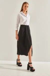 Bianco Lucci Women Front Shirred Skirt - Image 2