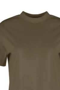 TRENDYOLMİLLA Dark Khaki 100% Cotton Basic Regular/Normal Pattern Dog collar Knitting T-Shirt - Image 8