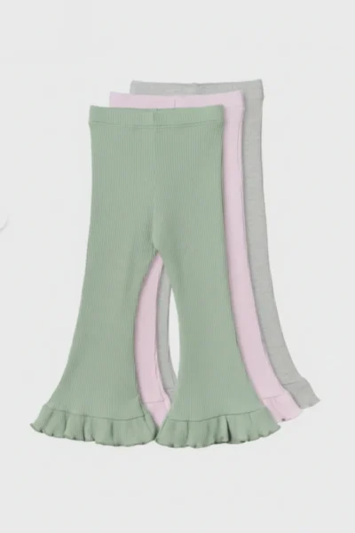 Minipodyum Girls' Frilly 3 Pack flared leg Leggings